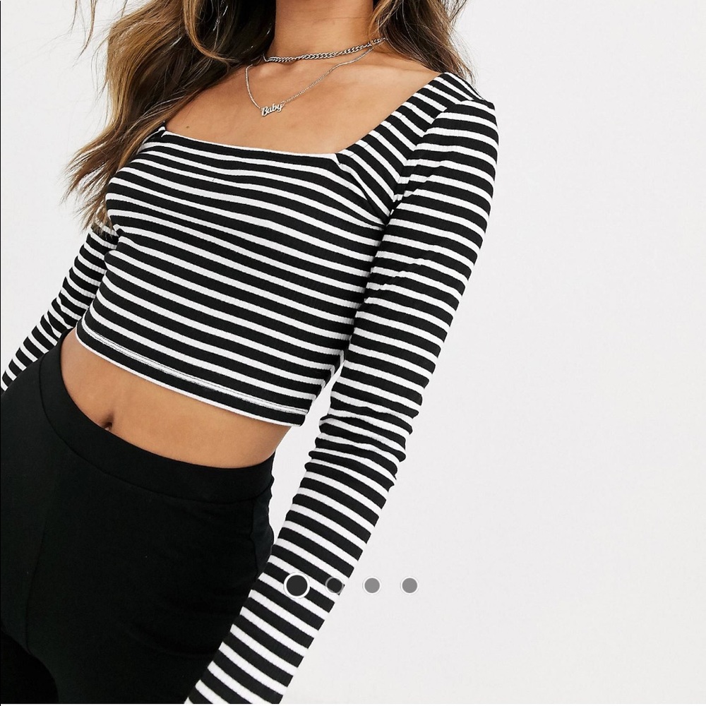 ASOS Cropped Square Neck Striped Top